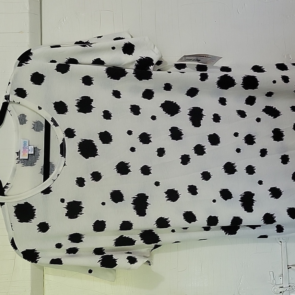 Black and white spottted short sleeve Maxi dress